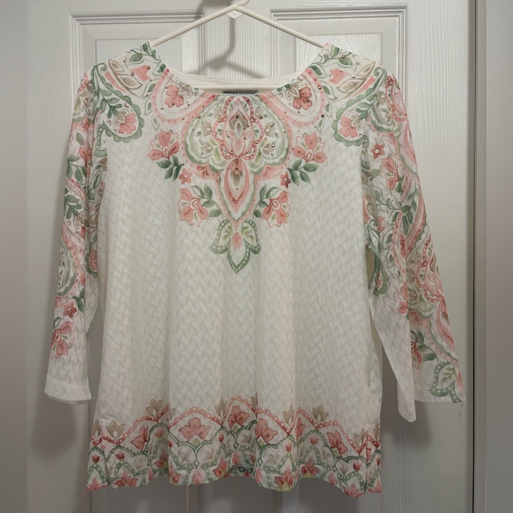 Alfred Dunner Floral Embellished Top